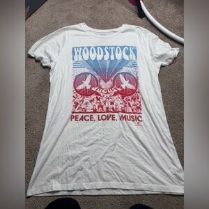 Mighty Fine White Graphic Tee with Red and Blue Print
